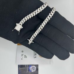 S925 silver Moissanite Cuban bracelet VVS1 GRA certified