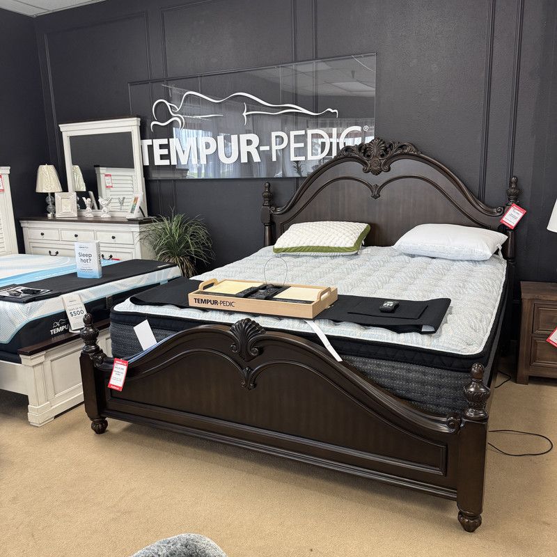 Dark Cherry King Panel Bed