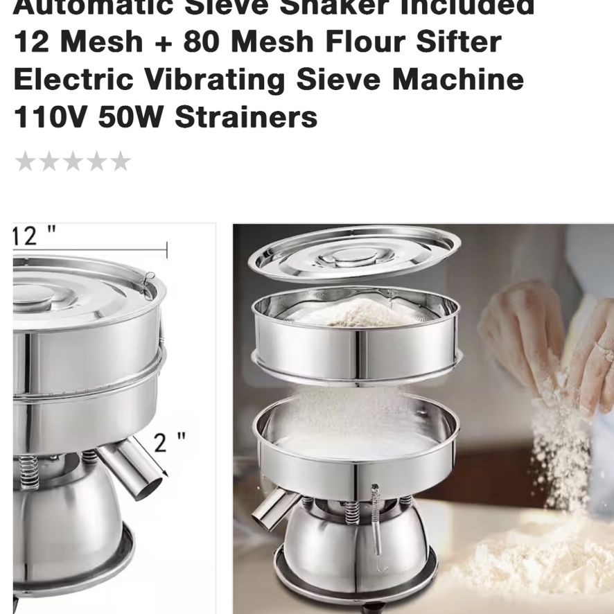 Miumaeov Automatic Vibrating Sifter with Pure Copper Motor, Stainless  Electric Vibrating Sifter Flour Sifter, 110V 50W Sifter Shaker Machine,  Automatic Sifter Shaker Machine (12 Mesh + 80 Mesh) 