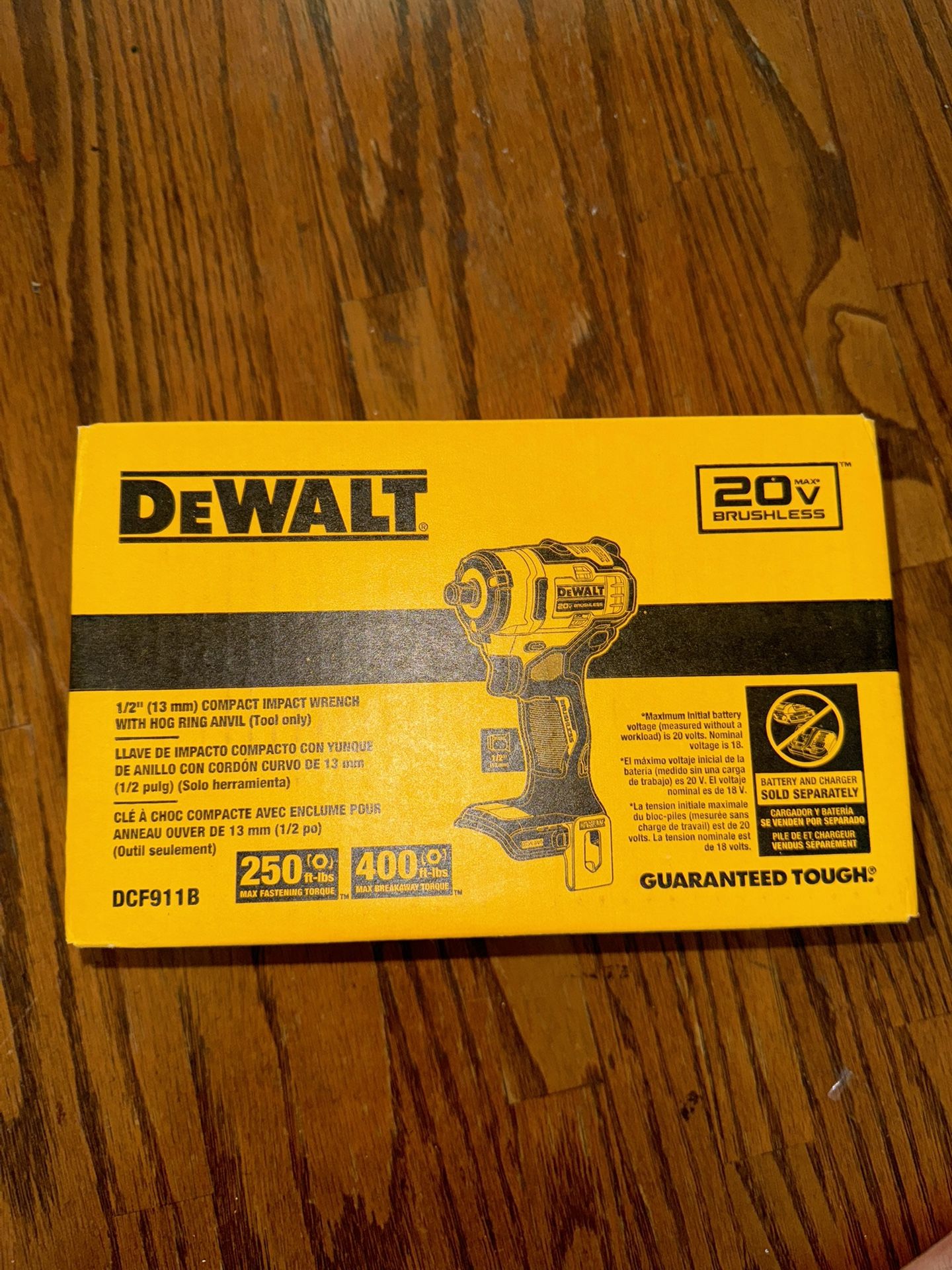 DEWALT 20-volt Max Variable Speed Brushless 1/2-in square Drive Cordless Impact Wrench