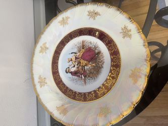 Vintage Romeo And Juliet Dessert Plate Set 7 Pc Gold Plated