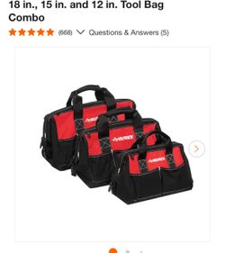Husky 18 in., 15 in. and 12 in. Tool Bag Combo