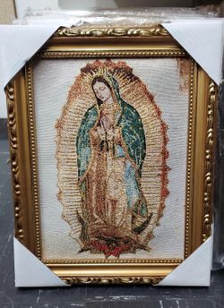 Virgen De Guadalupe CUADRO 9"x11" Our Lady Gudalupe Cushioned Frame Acojinado picture mary
