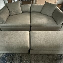 Extra Deep Sofa Loveseat with Ottomans
