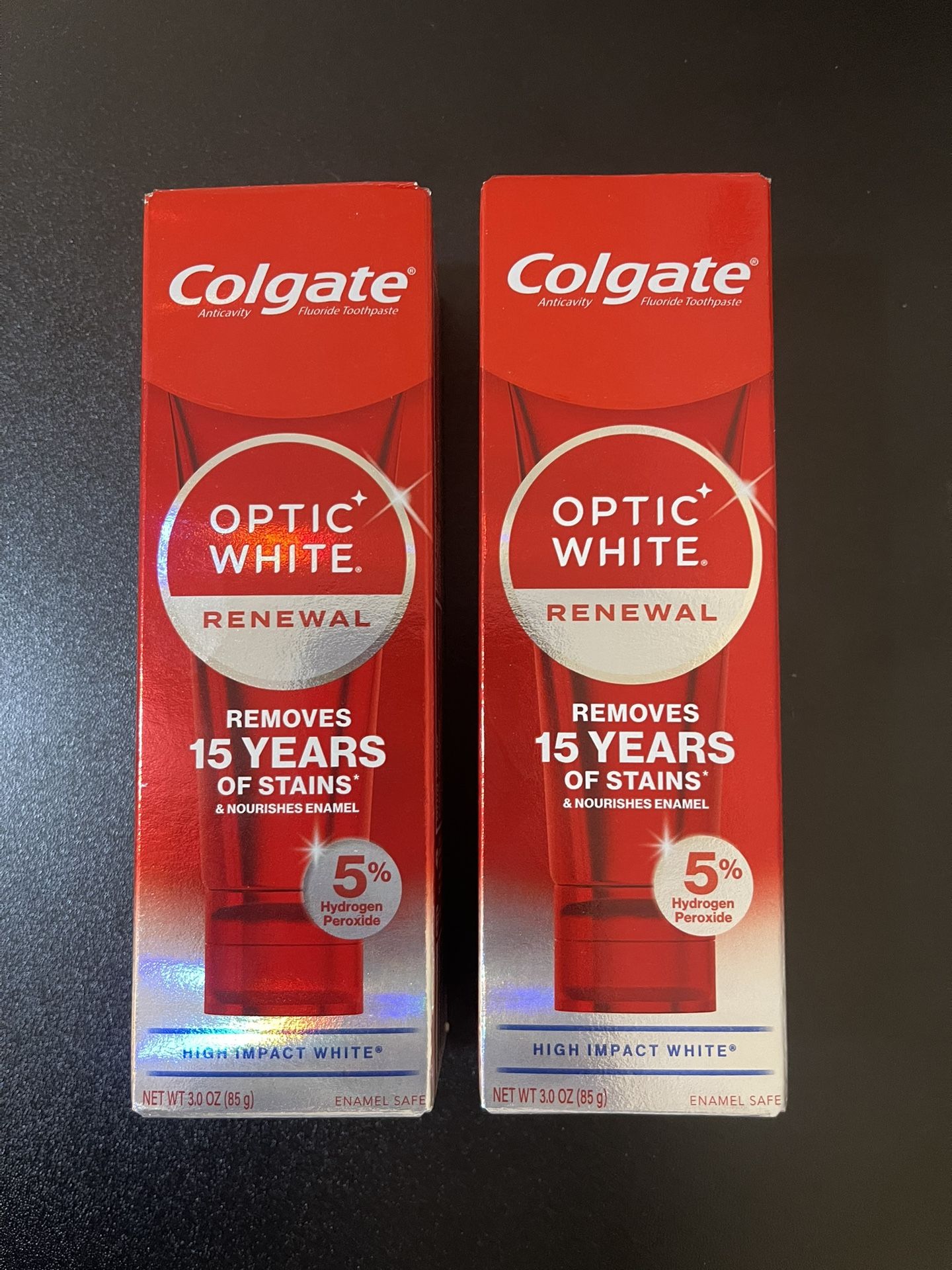 2pack Colgate Optic White Renewal Teeth Whitening Toothpaste, Mint, 3 oz Tube
