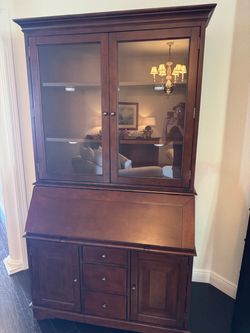 Cherry Wood Secretary Desk with Hutch