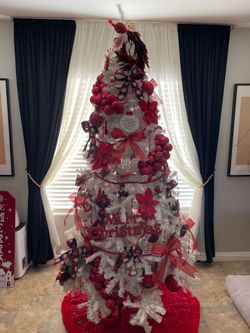 White christmas tree with all ornaments and more