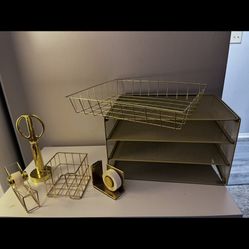 Gold Desk Organizer Set