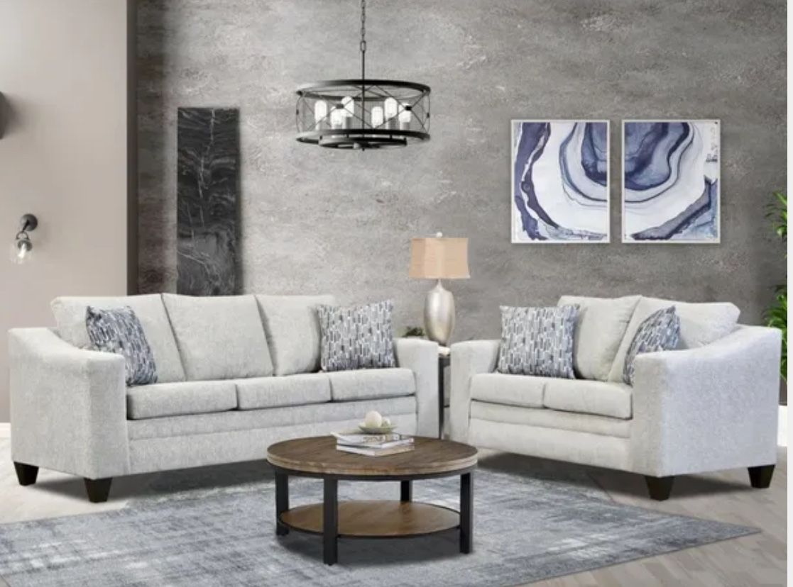 New Light Gray 2pc Sofa & Loveseat 