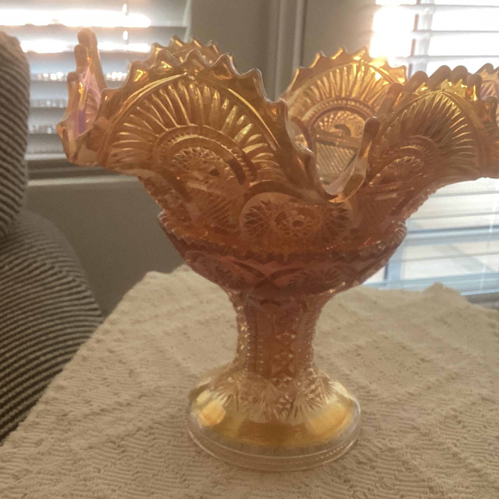 Antique Glass Bowl And Pedestal