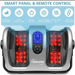 TISSCARE Shiatsu Massage Foot Massager Machine - Improves Blood Flow Circulation, Deep Kneading & Tissue with Heat/Remote, Neuropathy, Plantar Fasciit