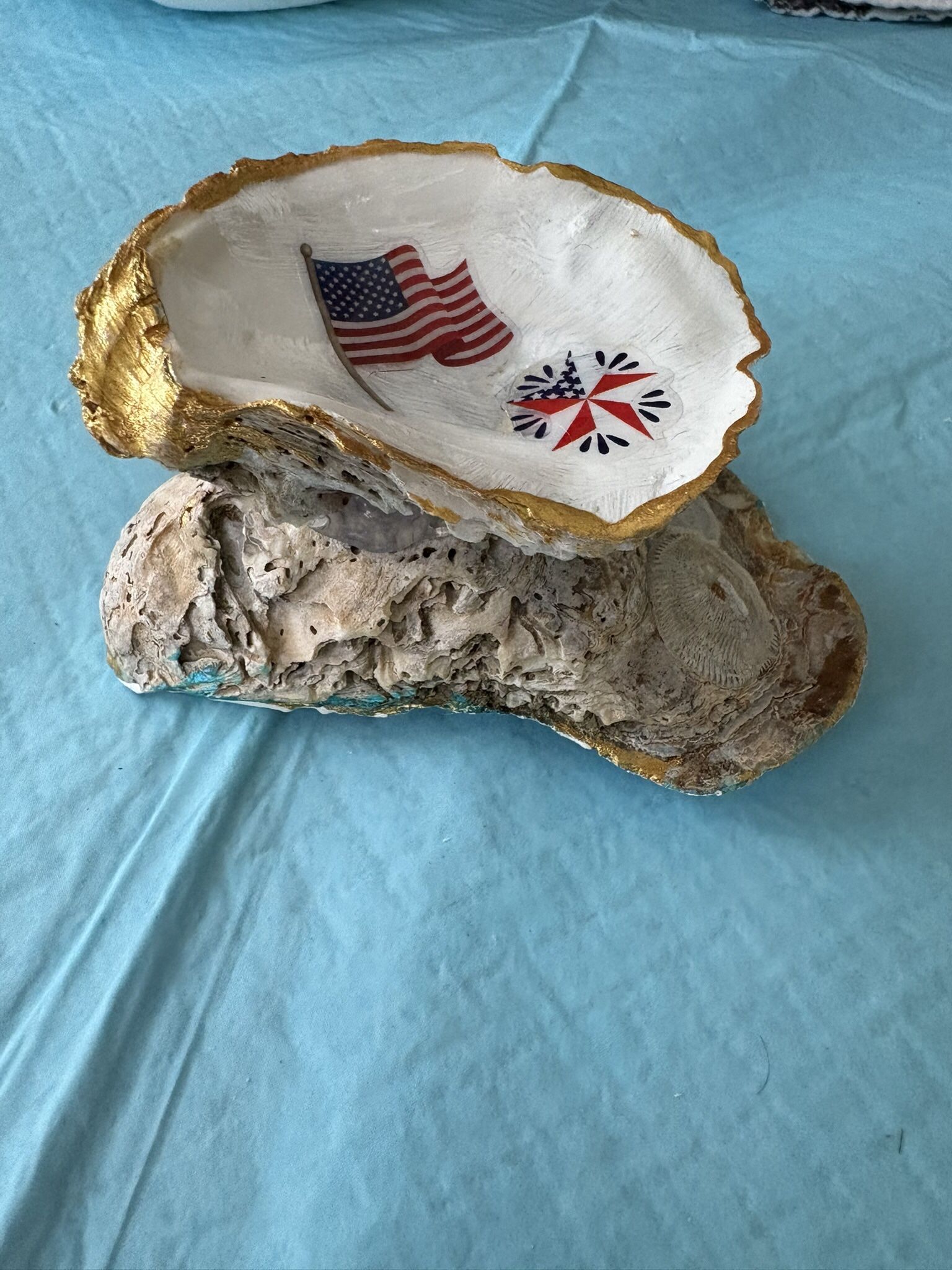 Patriotic Oyster Shell Decor