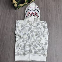 BAPE HOODIE ABC CAMO SHARK HOODIE 2.0 DOUBLE HOOD! GREY & WHITE CAMO! 
