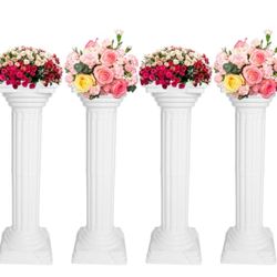 Roman Columns Wedding Roman Column Pillars 4PCS Plastic Elegant Greek Column Statue White Roman Pillars Stand Flower Pot Columns Stand Column Pedestal