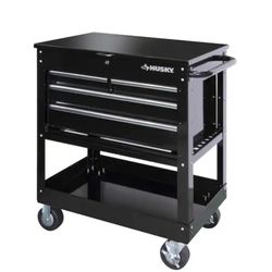 Tool Box - Husky 33 in. W 4-Drawer Mechanics Tool
Utility Cart in Gloss Black