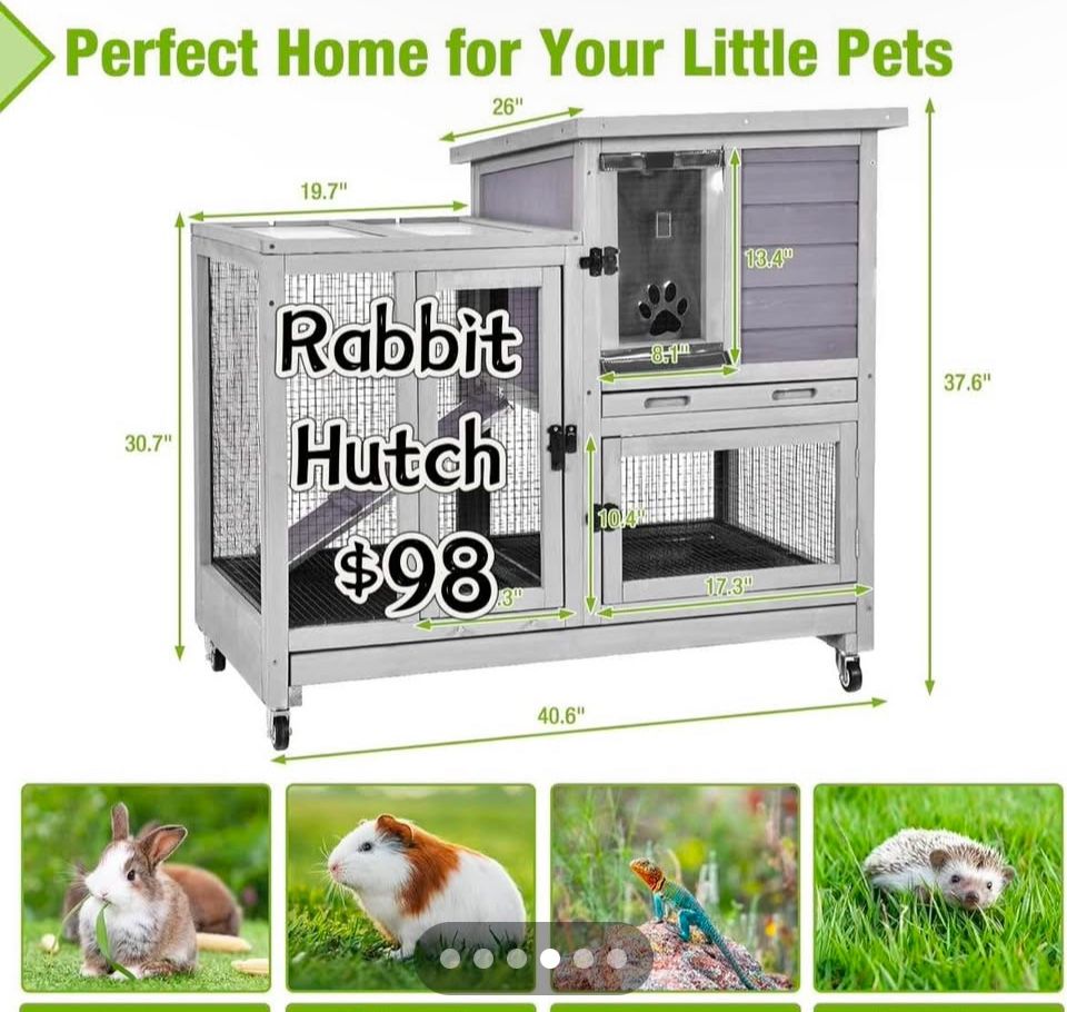 😀 Rabbit Cage Indoor Rabbit Hutch Bunny Hutch Outdoor, Guinea Pig Cages with Removable Bottom Wire Netting - Easy Clean Large