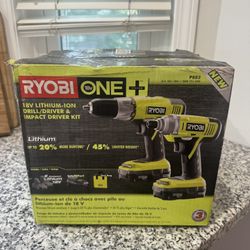 Ryobi P882 One 18-volt Lithium-ion Cordless Drill and Impact Driver Kit