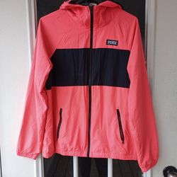 Victoria's Secret Pink Colorblock Anorak Hoodie Jacket Coral Pink XS/S Mesh Lined