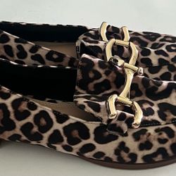 Steven New York Chain Leopard Print Loafer  Flats Tan Shoes Size 10