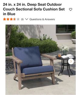 24x24 Deep Seat Outdoor Cushion Set Blue