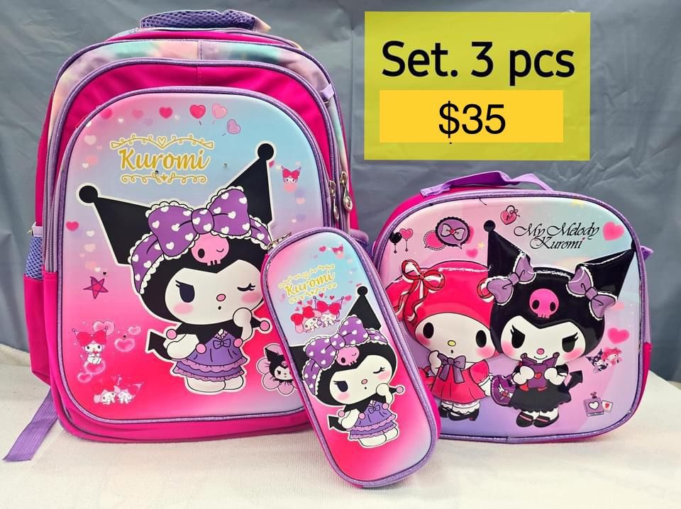 Kuromi 3-D light up backpack and lunch bag and pencil case