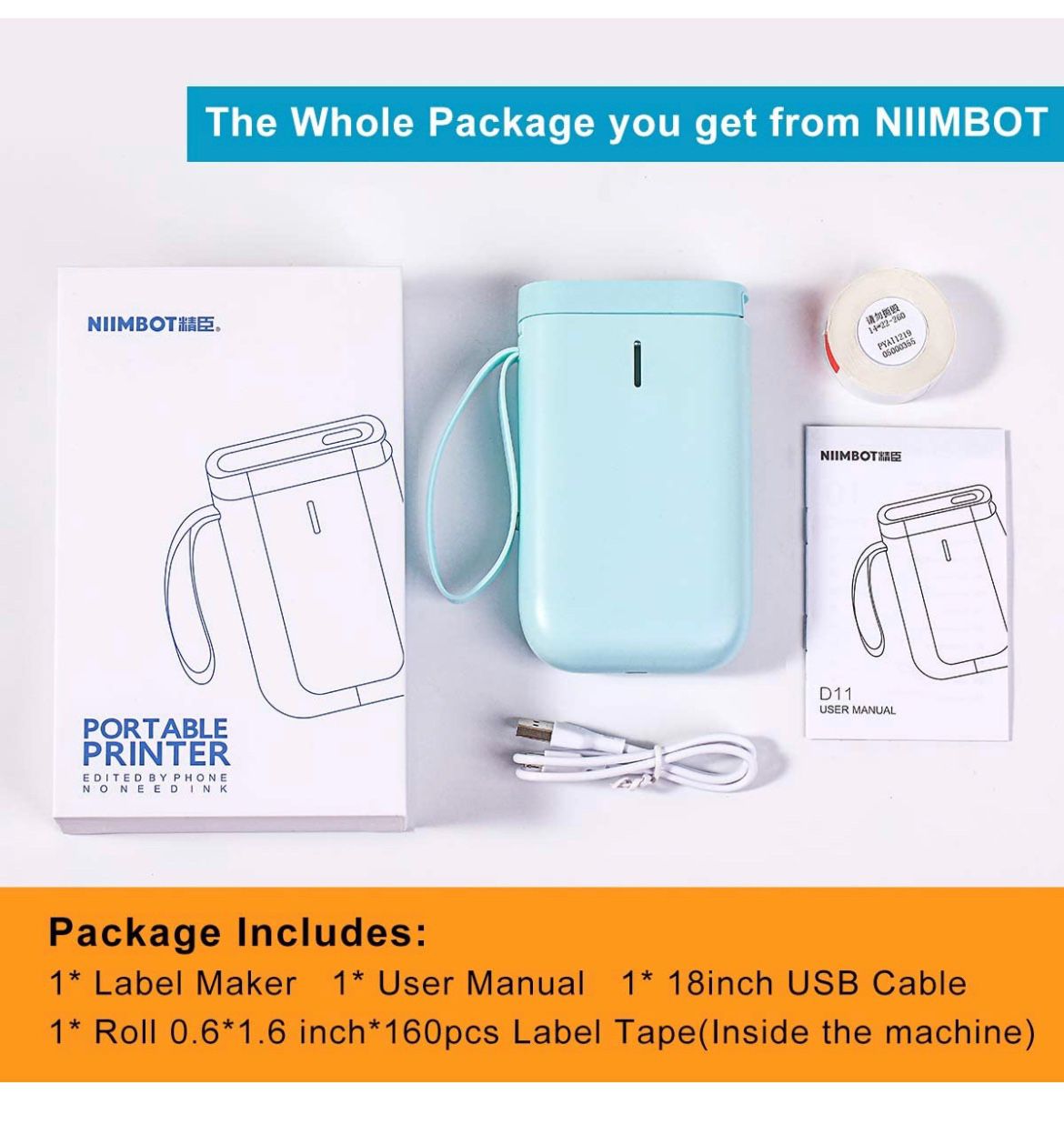 Niimbot D11 Portable Printer, Label Maker, NEW!