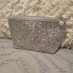 Sparkly Silver Makeup Bag