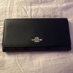 Coach Fold Wallet Black Signature Canvas