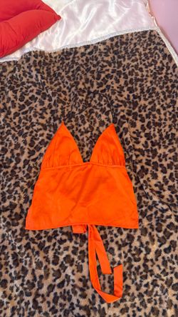 Orange Satin halter top tie up