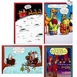 Hallmark Shoebox Funny Boxed Christmas Cards Assortment, Cartoons (4 Designs, 24 Christmas Cards with Envelopes

