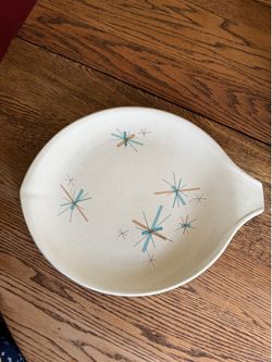 HTF Salem FREE FORM Hop ScotchTurquoise SERVING PLATE PLATTER MCM Pour Spout