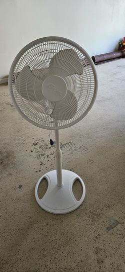 Adjustable-Height 16 in. 3 Speed White Oscillating Pedestal Fan