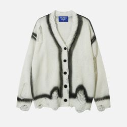 AELFRIC EDEN DISTRESSED PRINT CARDIGAN