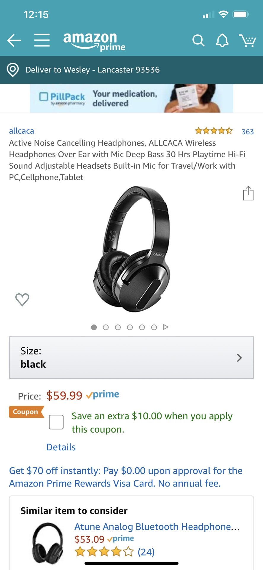 Noise canceling headphones