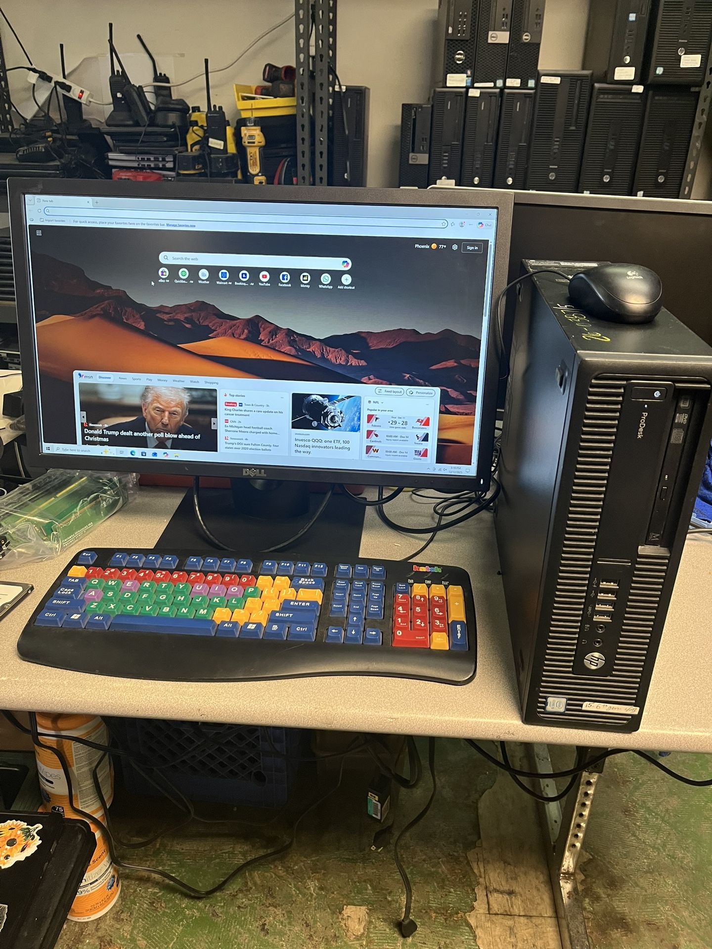 HP desktop computer I5-6500 @ 3.20 GHZ 8GB RAM - 300GB HARD DRIVE Monitor, keyboard and mouse are included. WiFi connectivity. Windows 10 pro. Noth