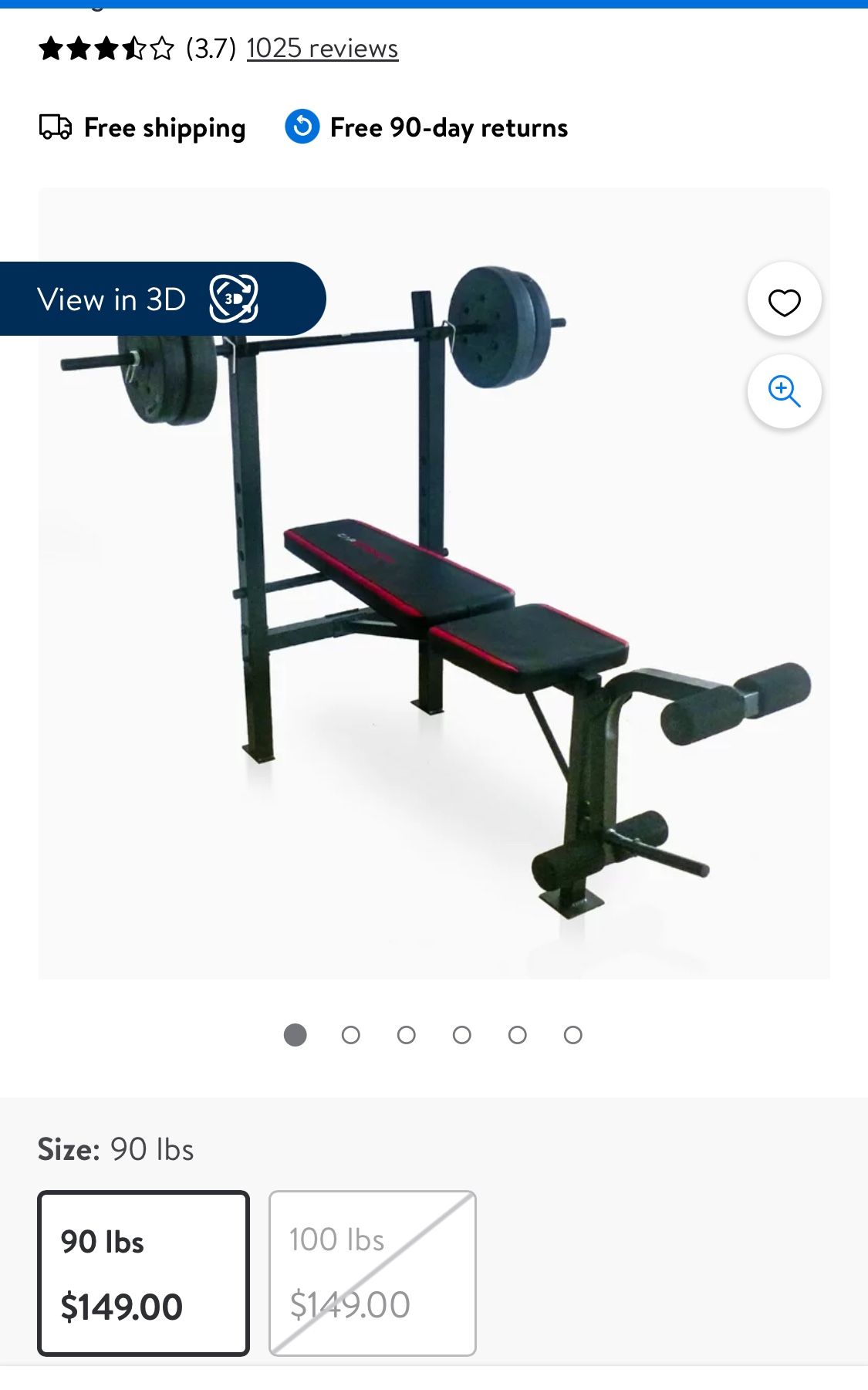 CAP Strength Adjustable Standard Combo Weight Bench with Rack and Leg Extension and 90 lb. Vinyl Weight Set