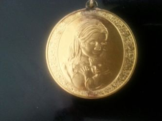 24k gold over sterling silver coin pendant Mothers day gift