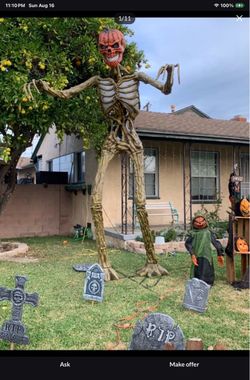 12 Ft INFERNO Giant Pumpkin Skeleton Animatronic