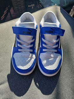 Kid's Puma Rebound Layup Lo SL JR Puma White-Black-Sapphire (370490 19) - 13C