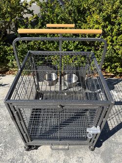 Playtop Parrot Bird Cage on Rolling Stand – Perches & Bowls Included