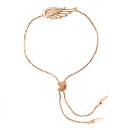 ROSE GOLD "I AM PROTECTED" CZ WING BOLO BRACELET