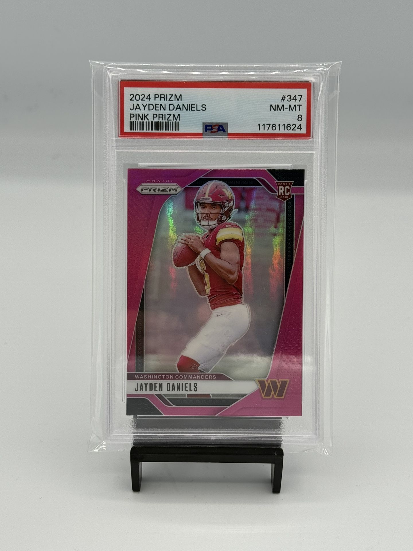 2024 Panini Prism 347 Jayden Daniel’s Pink Prism PSA 8
