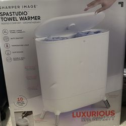 Sharper Image - SpaStudio Towel Warmer, Heated Comfort + Aromatherapy - White