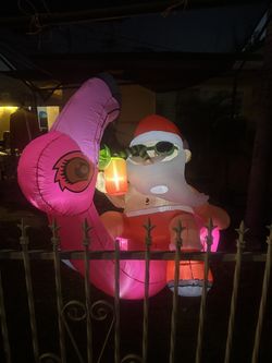 Santa Claus Flamingo Christmas Inflatable