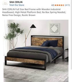 Full bed frame with box spring for mattress