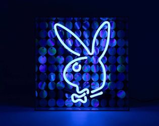 Playboy x Locomocean Disco Bunny Blue Glass Neon Light Limited Edition