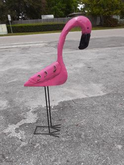 Really large pink flamingo garden decor