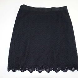 J. Crew Women's Scalloped Lace Mini Skirt Size 4 Black Lined Above Knee 02669