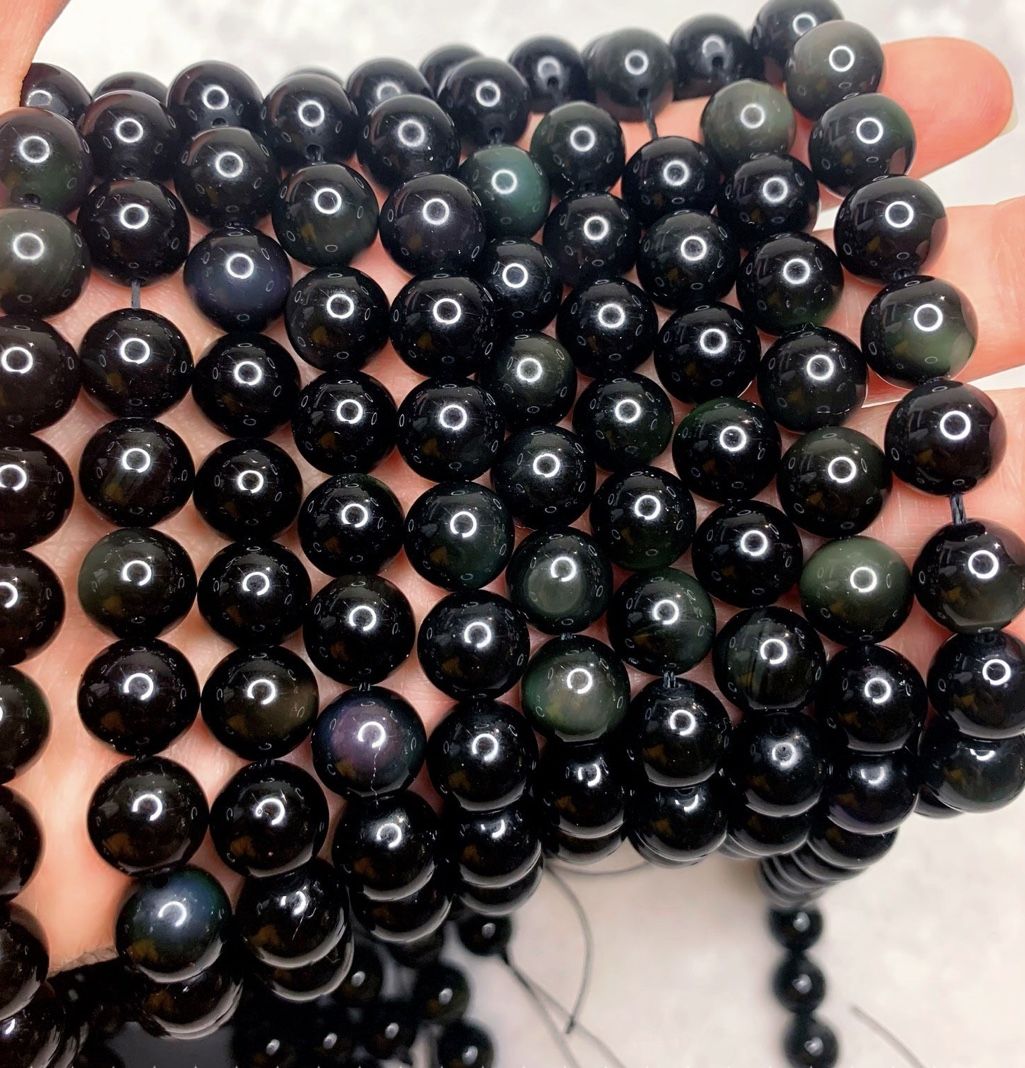 Obsidian Rainbow Eye 10mm Loose Beads (1 Strand 15”-16”