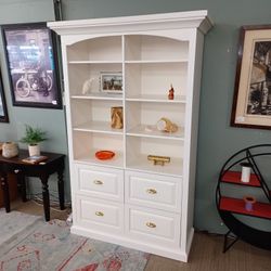 Large White Bookcase w/4 Drawers